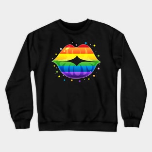 Funny Lesbian Gay Pride Lgbt Lips Flags Crewneck Sweatshirt